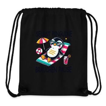 Pingouin, Vacances, Été, Vacances, Plage, Mer - Sac à cordon recyclé Stanley/Stella - noir - Devant