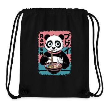 Kawaii Panda Ramen Style Japon Design - Sac à cordon recyclé Stanley/Stella - noir - Devant