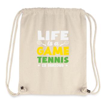 La vie est un jeu Joueur de tennis Dicton - Sac à cordon recyclé Stanley/Stella - blanc naturel - Devant