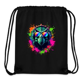 Triceratops DJ Dino Fans Neon Graffiti Style - Sac à cordon recyclé Stanley/Stella - noir - Devant