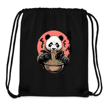 Kawaii Panda Ramen Style Japon Design - Sac à cordon recyclé Stanley/Stella - noir - Devant