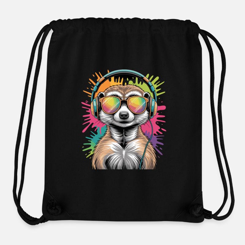 Dj Erdmännchen mit Sonnenbrille T-Shirt - Stanley/Stella recycelter Gym Bag - Schwarz