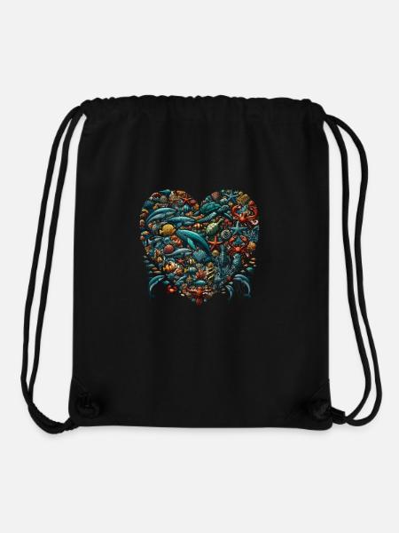Meerestiere Herzform Ozean Liebe - Stanley/Stella recycelter Gym Bag - Schwarz