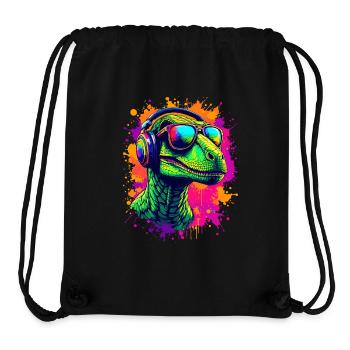 Velociraptor DJ Dino Fans Neon Graffiti Style - Sac à cordon recyclé Stanley/Stella - noir - Devant
