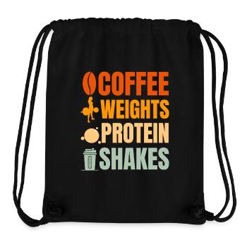 Coffee Weights And Protein Shakes - Weightlifting  - Sac à cordon recyclé Stanley/Stella - noir - Devant