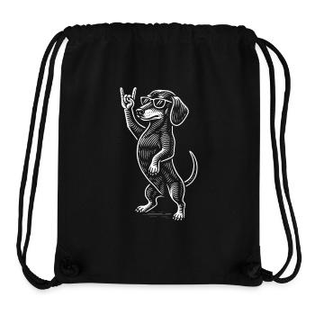 Rock Musik Funny Heavy Metal Retro Dachshund - Stanley/Stella recycelter Gym Bag - Schwarz - Vorne