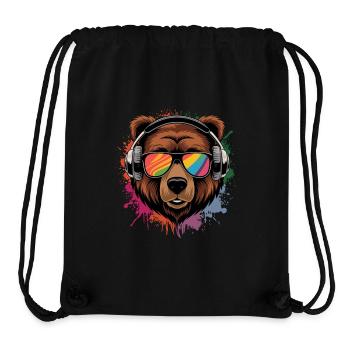 Dj Bear Grissli with Sunglasses T-Shirt - Stanley/Stella Recycled Gym Bag - black - Front