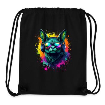 Neon Fledermaus mit Kopfhörern - Stanley/Stella recycelter Gym Bag - Schwarz - Vorne