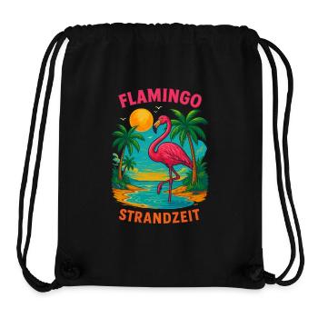 Flamingo Vacances Été Plage Design Rétro - Sac à cordon recyclé Stanley/Stella - noir - Devant