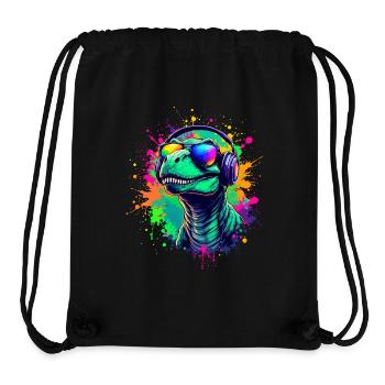 Tyrannosaurus DJ Dino Fans Neon Graffiti Style - Sac à cordon recyclé Stanley/Stella - noir - Devant