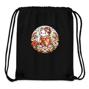 Kimono Cat with Flowers - Stanley/Stella Recycled Gym Bag - black - Front