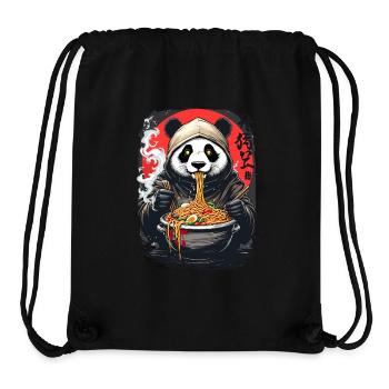 Kawaii Panda Ramen Style Japon Design - Sac à cordon recyclé Stanley/Stella - noir - Devant