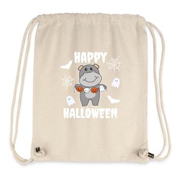 Hippo Happy Halloween Pumpkin Bat Costume - Stanley/Stella Recycled Gym Bag - natural - Front