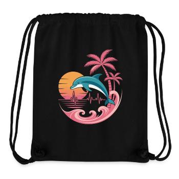 Dolphin and palm sunset design - Stanley/Stella Recycled Gym Bag - black - Front