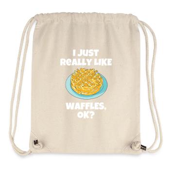 I Love Waffles Breakfast Food Gift Saying - Stanley/Stella Recycled Gym Bag - natural - Front