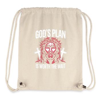 God's Plan Worth the Wait Christian Streetwear - Stanley/Stella Recycled Gym Bag - natural - Front