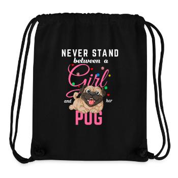 Mädchen und ihr Mops - Stanley/Stella recycelter Gym Bag - Schwarz - Vorne