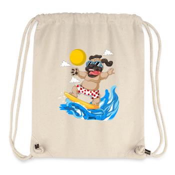 Mops Surfen Sommer Strand T-Shirt - Stanley/Stella recycelter Gym Bag - Naturweiß - Vorne