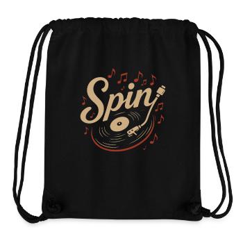Faites tourner des disques vinyles pour les amateurs de musique, ambiance rétro - Sac à cordon recyclé Stanley/Stella - noir - Devant