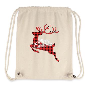 Buffalo Plaid Reindeer Merry Christmas Shirt - Stanley/Stella Recycled Gym Bag - natural - Front
