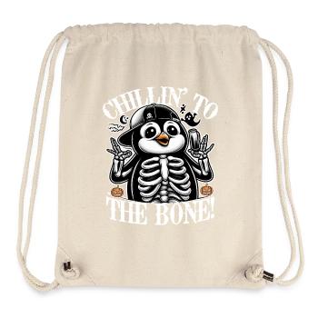 Squelette Pingouin Motif d’Halloween effrayant - Sac à cordon recyclé Stanley/Stella - blanc naturel - Devant
