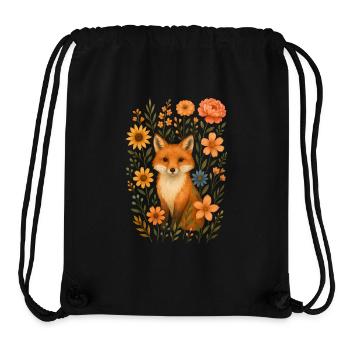 Fuchs mit Blumen Cottagecore - Stanley/Stella recycelter Gym Bag - Schwarz - Vorne