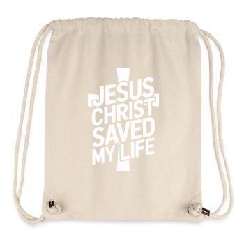 Jésus-Christ m’a sauvé la vie - Sac à cordon recyclé Stanley/Stella - blanc naturel - Devant