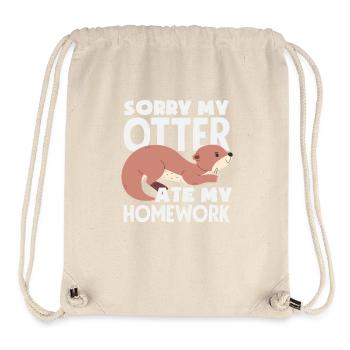 Sea Otter Cartoon Homework - Stanley/Stella Recycled Gym Bag - natural - Front
