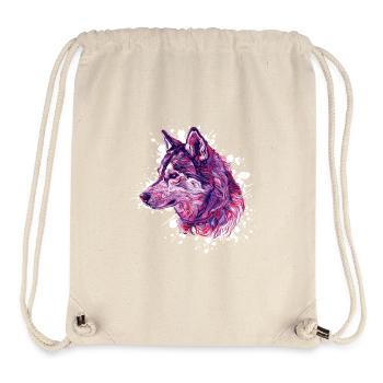 Aquarell-Wolf Neon-Palette - Stanley/Stella recycelter Gym Bag - Naturweiß - Vorne