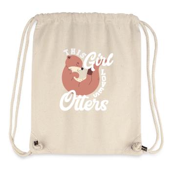 Sea Otter Cartoon Girl - Stanley/Stella Recycled Gym Bag - natural - Front