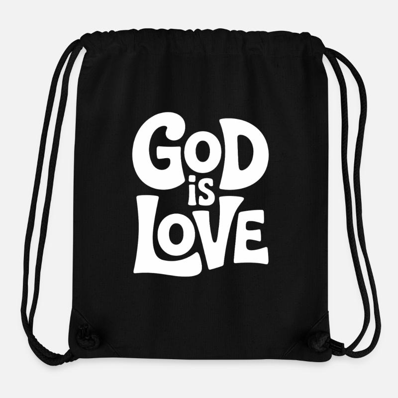 Dieu est amour Jésus Foi chrétienne - Sac à cordon recyclé Stanley/Stella - noir