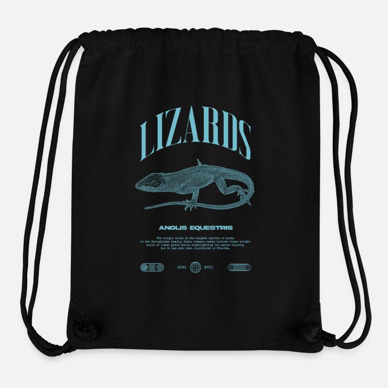 Chevalier cubain Anole Gardien de reptiles Lézard - Sac à cordon recyclé Stanley/Stella - noir
