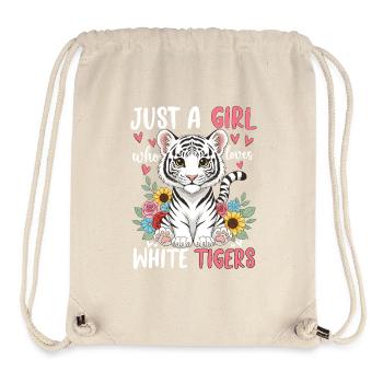 Nur ein Mädchen liebt Weiße Tiger - Stanley/Stella recycelter Gym Bag - Naturweiß - Vorne
