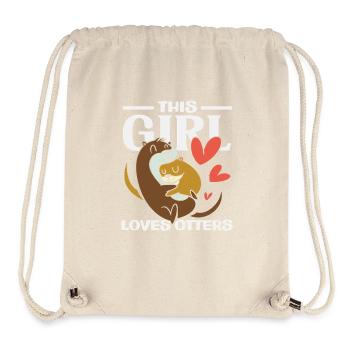 Girl Loves Sea Otter Cartoon - Stanley/Stella Recycled Gym Bag - natural - Front