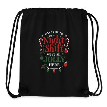 NachtSchicht Jolly Weihnachtsteam - Stanley/Stella recycelter Gym Bag - Schwarz - Vorne