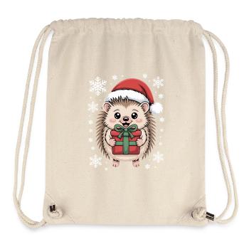 Weihnachts Igel Mit Santa Mütze Und Schnee - Stanley/Stella recycelter Gym Bag - Naturweiß - Vorne
