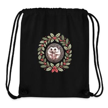 Weihnachtlicher Igel Im Stechpalmenkranz - Stanley/Stella recycelter Gym Bag - Schwarz - Vorne