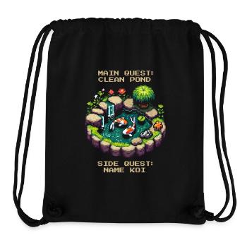 Quête principale : Nettoyage de l’étang | Étang de jardin de carpes koï - Sac à cordon recyclé Stanley/Stella - noir - Devant