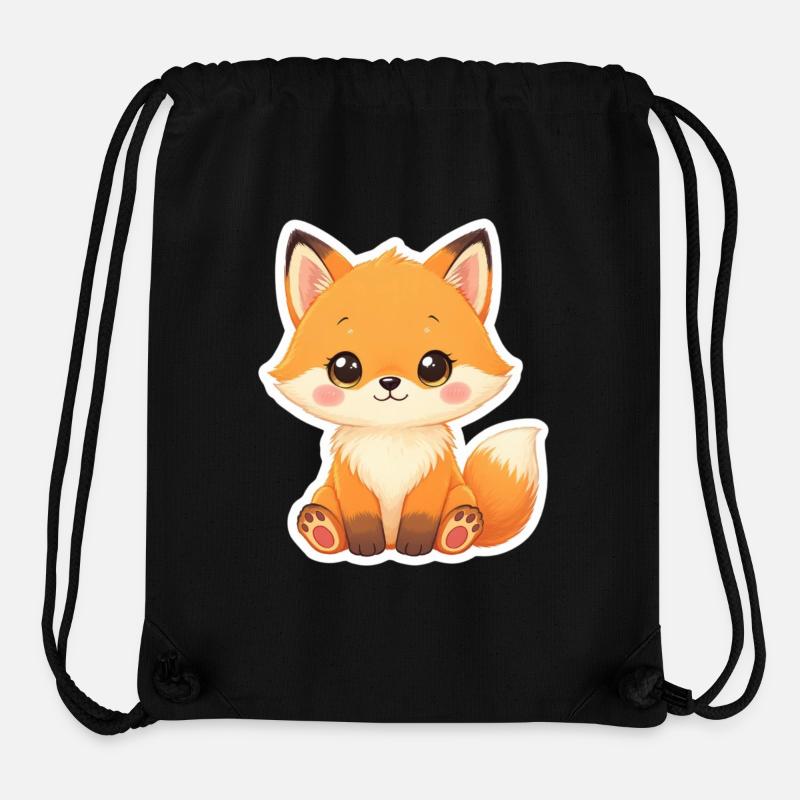 Kawaii renard dessin animé pour KidsWear - Sac à cordon recyclé Stanley/Stella - noir