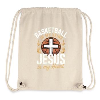 Basketball & Jesus – Conception de la croix sur le ballon - Sac à cordon recyclé Stanley/Stella - blanc naturel - Devant