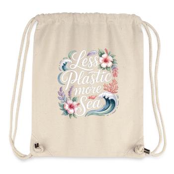 Less Plastic More Sea – Umwelt Design Blumen - Stanley/Stella recycelter Gym Bag - Naturweiß - Vorne