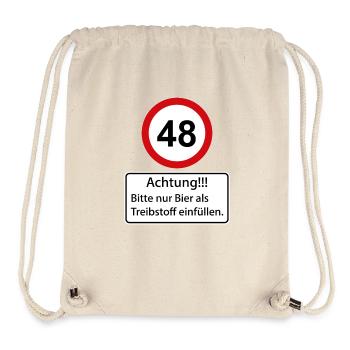 48 Achtung nur Bier als Treibstoff einfüllen - Stanley/Stella recycelter Gym Bag - Naturweiß - Vorne