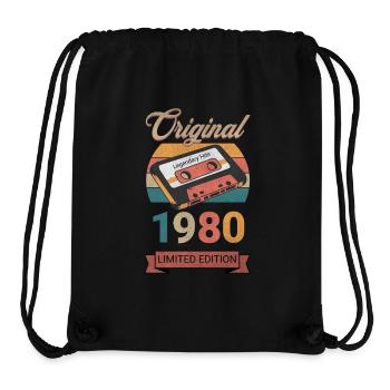 Cadeau d’anniversaire original en édition limitée des années 1980 - Sac à cordon recyclé Stanley/Stella - noir - Devant