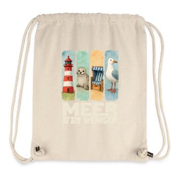 Phare de Moin, chaise de plage avec phoques, côte des mouettes - Sac à cordon recyclé Stanley/Stella - blanc naturel - Devant