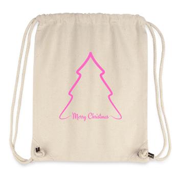 Neon Pink Christmas Tree Outline - Stanley/Stella Recycled Gym Bag - natural - Front