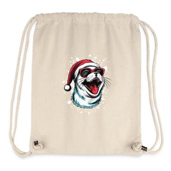 phoque animal Noël drôle - Sac à cordon recyclé Stanley/Stella - blanc naturel - Devant