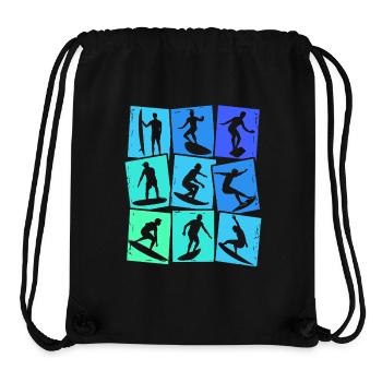 Surfen Surf Surfer Kinder Jungen Männer - Stanley/Stella recycelter Gym Bag - Schwarz - Vorne