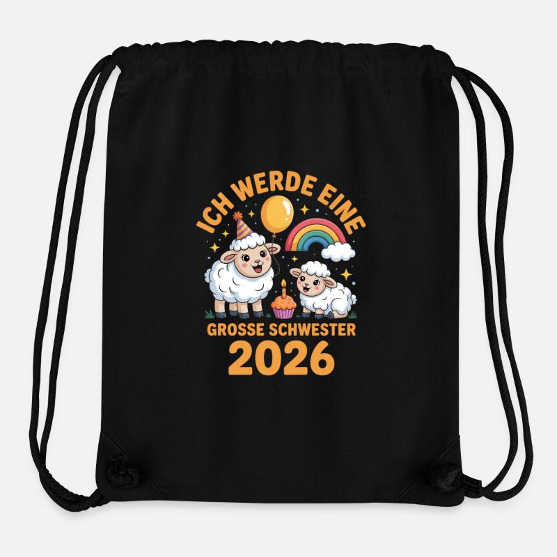 Ich werde eine grosse Schwester 2026 Schaf Lamm - Stanley/Stella recycelter Gym Bag - Schwarz