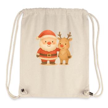 Le Père Noël et les rennes s’amusent pendant les fêtes de fin d’année - Sac à cordon recyclé Stanley/Stella - blanc naturel - Devant