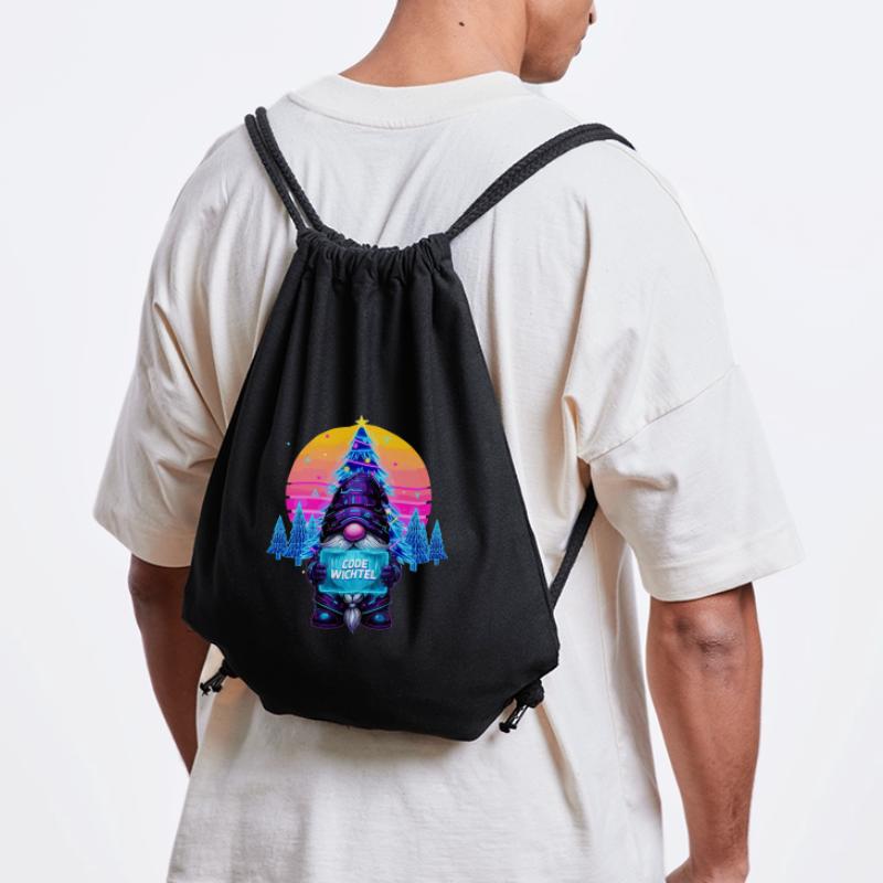 Cyberpunk Code Gnome - Synthwave Noël Nerd Sac à cordon recyclé Stanley/Stella